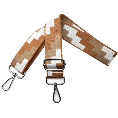 Immagine di Tracolla per Borsa Donna Regolabile, Tracolle Ricambio Larga 3.8cm con Argento Moschettoni, Cinghia Crossbody Accessori, Bianco Marrone, J10