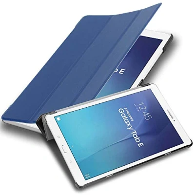 Immagine di Cadorabo Custodia Tablet per Samsung Galaxy Tab e (9.6&quot; Zoll) SM T561 / T560 in BLU SCURO JERSEY Copertura Protettiva Molto Sottile di Similpelle Stile Libro SENZA Auto Wake Up Funzione Stand