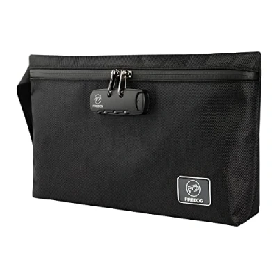 Immagine di FIREDOG Sacchetti antiodore, stampati, con combinazione, foderati in carbonio, contenitore per riporre oggetti da viaggio, colore: nero (27,4 x 19 cm)