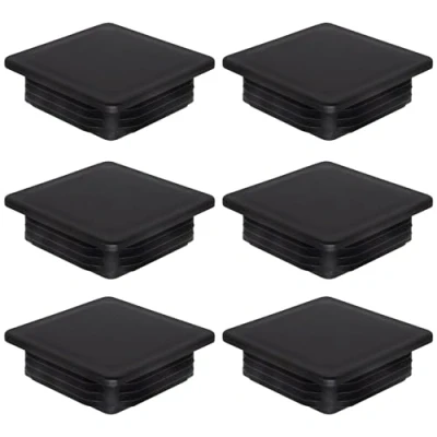 Immagine di SKIR&#039;CO tappi quadrati in plastica, 90 x mm, per tubi opachi, inserti quadrati, pali recinzioni, colore nero RAL 9005, 6 pezzi