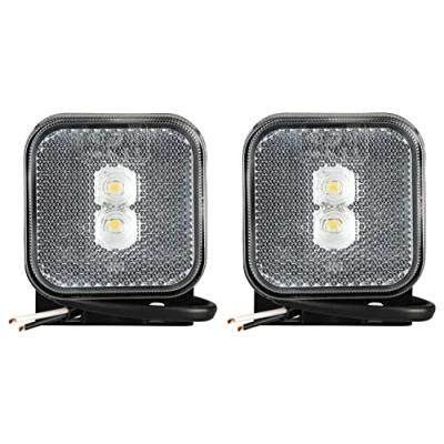 Immagine di 2 x luci a LED da 12 24 Volt 65 mm con supporto e riflettore bianco, luce di posizione per camion, auto, rimorchi, roulotte