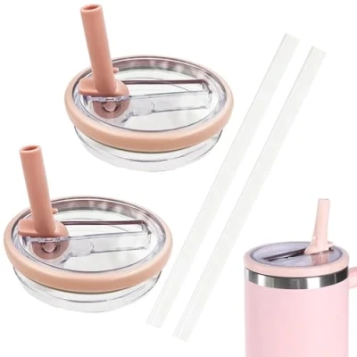 Immagine di NEERIX 2 coperchi di ricambio riutilizzabili per bicchieri da 40 oz, coperchio premium con cannuccia, a prova perdite e antipolvere, accessori Stanley Cup,