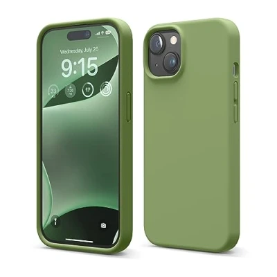 Immagine di elago Cover Silicone Liquido Compatibile con iPhone 15 Case, Custodia Premium, Protezione Completa [Struttura Antiurto a 4 Strati], Fodera in Morbida Microfibra Antigraffio (Verde Cedar)