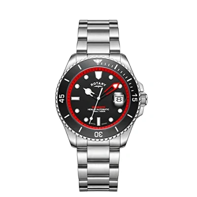 Immagine di Rotary Henley seamatic quadrante nero e rosso bracciale in acciaio inossidabile GB05430/81