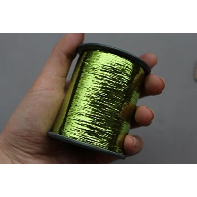 Immagine di 1 bobina 8000 m 12 colori olografico Tinsel Flashabou piatto Mylar Sparkle Flash Fly Tying Materiali Larghezza 1/92 &quot;(verde chiaro)