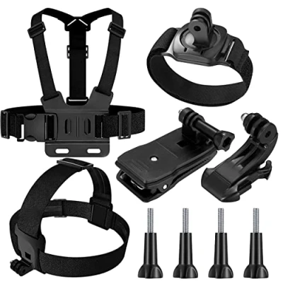 Immagine di Kit Gopro 9 in 1 Imbracatura Pettorale, Attacco Fascia per Testa, Zaino con Montaggio a Clip Rapido, compatibile Hero 8 7 6 5, Xiaomi Yi, SJCAM, Insta360