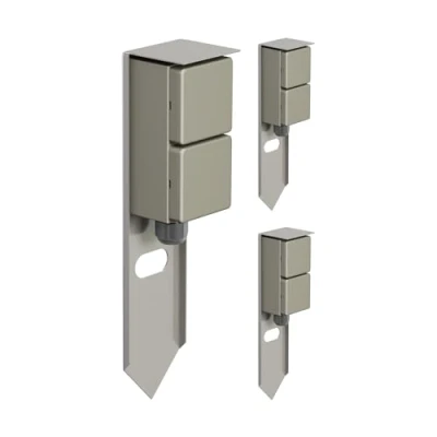 Immagine di ledscom.de 3 pezzi presa da giardino a colonna PIWI con picchetto terra per esterni, IP44, 2 vie, acciaio inox, angolare, 30 cm