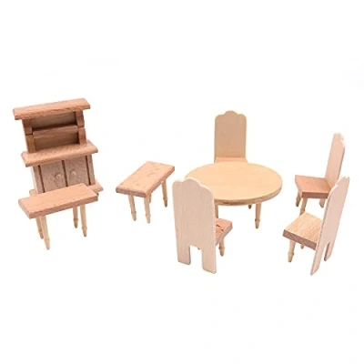 Immagine di CENPEK Casa delle Bambole Mobili in scala 1:12 legno Miniatura Set Accessori Modello Sala da pranzo