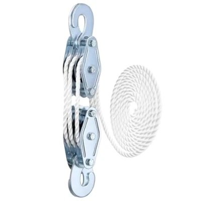Immagine di QWORK® Set di carrucola per sollevamento con cavi 8 pulegge Portata massima 400 kg Altezza 1,8 m