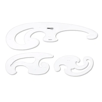 Immagine di Aristo Burmester AR5040 Righelli curvi, confezione da 3, varie dimensioni e disegni, colore: Trasparente