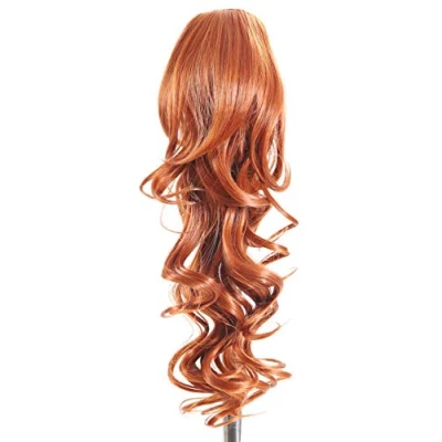 Immagine di Prettyland 45cm clip in extension coda di cavallo treccia capelli ricci ondulati posticcio ispessimento estensione R01 rosso