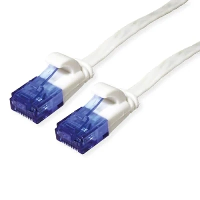 Immagine di Value 21.99.2065 RJ45 cavo di rete, patch CAT 6A U/UTP 5.00 m Bianco non schermato, piatto, contatti connettore dorati 1 pz.
