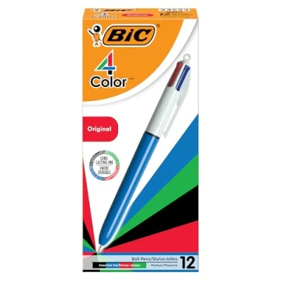 Immagine di BIC 4Colori Original, Penne Multicolore a Sfera, Scatto con 4 Colori, Cancelleria Scuola e Ufficio, 12 Unità
