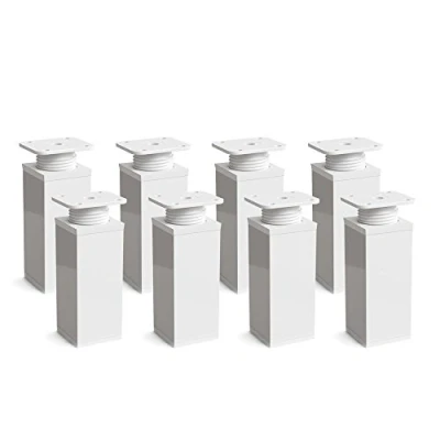 Immagine di sossai® Gambe per mobili MFV1 set di 8 regolabili in altezza Altezza: 60 mm (+20mm) Design: bianca Forma angolare: 40 x Viti inclusi