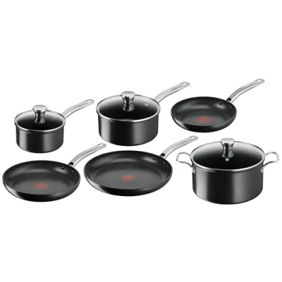 Immagine di Tefal Set di 6 Padelle, Pentole a Induzione, Rivestimento antiaderente, Manico robusto, Indicatore calore Thermo Signal, Intensium E589S617