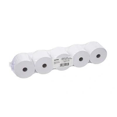 Immagine di Genie Rotoli di carta per registratori cassa e calcolatrici, 57 x 12 mm, 40 lfm, 100% senza legno, bianco, 5 pz.