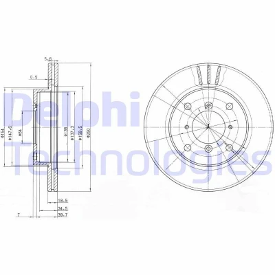 Immagine di DELPHI BG2583 Disco freno 250 18 4 ventilato Oleato non trattato senza cuscinetto ruota, anello sensore ABS SUZUKI: SWIFT 2