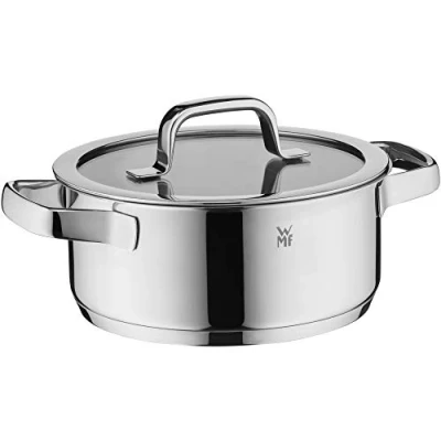 Immagine di WMF Compact Cuisine Pentola piccola 20 cm, coperchio in vetro, a induzione 2,5 l, acciaio INOX Cromargan lucido, scala interna, impilabile, non rivestita