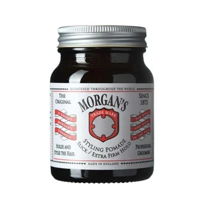 Immagine di Morgan&#039;s Pomade Pomata per Modellare i Capelli Look Lucidi, Alta Lucentezza e Tenuta Extra Forte, Adatta Spessi Ribelli, Ideale Acconciature Voluminose 100g