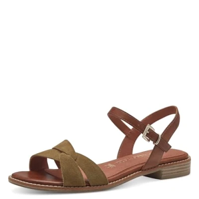 Immagine di MARCO TOZZI Sandali Donna con Tacco Cinturino Regolabile in Pelle, Multicolore (Fern Green Com), 38 EU