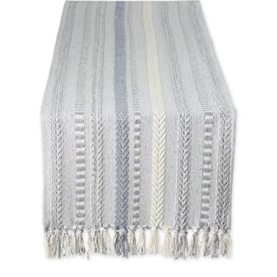 Immagine di DII Collezione di runner da tavolo a righe intrecciate, 15 x 108, grigio freddo
