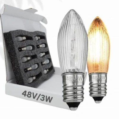 Immagine di 10 lampadine a incandescenza &quot;Berglämp&quot; E10 48 V/3 W, per arco e archi, colore giallo