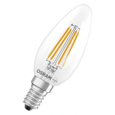 Immagine di OSRAM Lampada LED Star a forma di candela, filamento B40, 4000 K bianco neutro, 3,4 W, E14, trasparente, 470 lm, 15.000 ore, per lampadari, apparecchi decorativi