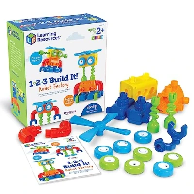 Immagine di Learning Resources Fabbrica dei Robot 1 2 3 Build It Giocattolo per la motricità fine, Set di costruzione robot, Dai anni in avanti