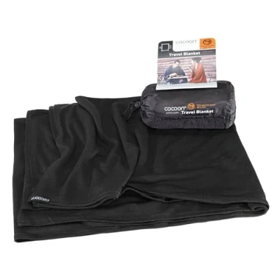 Immagine di Cocoon Travel Blanket Coperta da viaggio in lana merino e seta, colore: Nero