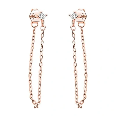 Immagine di SOFIA MILANI Orecchini da Donna in Argento 925 Placcati Oro Rosa e con Pietra Zircone Pendenti Catena 21098