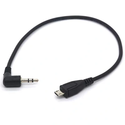 Immagine di Tomost Cavo adattatore ad angolo da jack aux audio 3,5 mm a 3 poli micro USB B 5 pin maschio, per Samsung Galaxy micro.