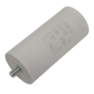 Immagine di Lumonic Condensatore di avviamento con Spina 6,3x0,8mm I 55µF 450V 45x100mm 55uF motore custodia in plastica