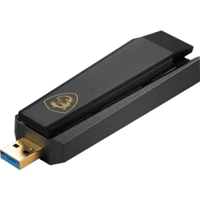 Immagine di MSI AXE5400 WiFi adattatore USB Antenna 2x Tri banda, SO supportato: Windows 11, 10 (richiede 2H22 o versione successiva) 3.2 Gen 1, crittografia WPA3 Design compatto e portatile