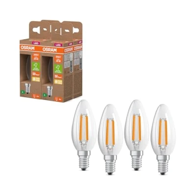 Immagine di OSRAM Lampada LED classica forma mini sferica, con filamento decorativo, classe di efficienza energetica A, E14, 1,2 W, 255 lm, 2700 K, bianco caldo. Senza riscaldamento, confezione da 4