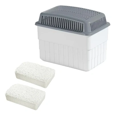 Immagine di Wenko Umidificatore con 2 blocchi di granulato da 1 kg, per ambienti umidi, capacità fino a 1,4 litri, ricaricabile, riduce la muffa e gli odori, 24 x 16 15 cm, bianco/grigio, 5410022100