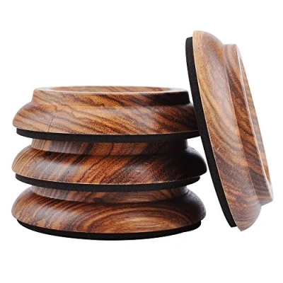 Immagine di KingPoint, Set di 4 piattini in Legno per ruote pianoforte verticale, zebrato.
