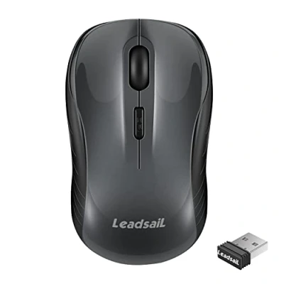 Immagine di LeadsaiL Mouse Wireless, Senza Fili per PC Portatile, USB Ergonomico, 1600 DPI, 3 Pulsanti, Clic Silenzioso, 2.4 GHz, con Ricevitore Wireless Compatibile Chromebook, Mac, Laptop