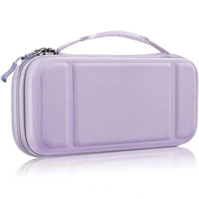 Immagine di FINTIE Custodia per Nintendo Switch Modello OLED 7.0&quot; / 6.2&quot; [Antiurto] Portatile di Borsa con 10 Titolari Schede Gioco &amp; Tasca Interna Console Accessori, Lilla Viola