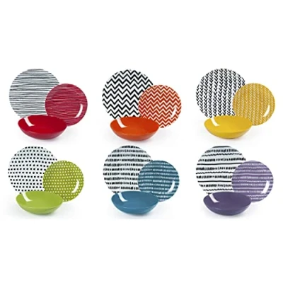 Immagine di Excelsa Crazy Line Servizio Piatti 18 Pezzi, Porcellana e Ceramica, Multicolore