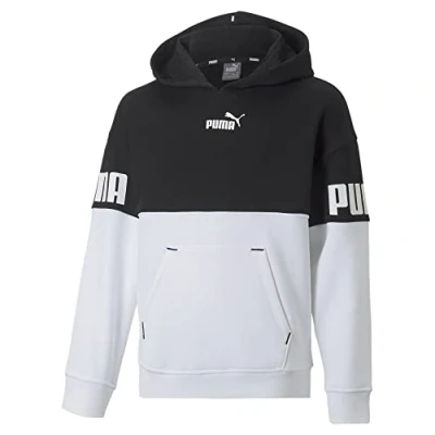 Immagine di PUMA Felpa con Cappuccio Power Colorblock FL G, Sudore Bambina, Black, 176 cm