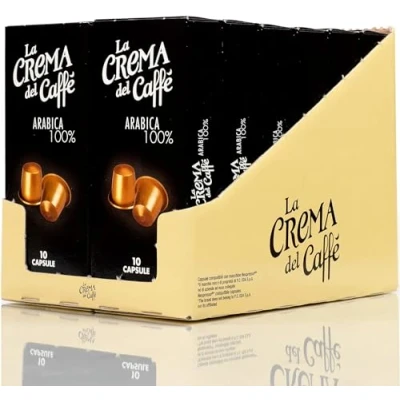 Immagine di La Crema del Caffè Arabica 100%, 120 Capsule Compatibili Nespresso, Miscele Pregiate 100% dal Gusto Delicato ed Equilibrato con Note di Floreali e Fruttate