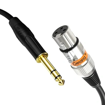 Immagine di Getaria Cavo da 6.35 a XLR jack Stereo 6.35mm Microfono Patch Quarto di Pollice 3pin Compatibile con Altoparlanti Console Audio (6.35mm 2M Female, 1pack)
