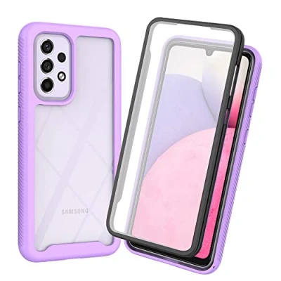 Immagine di XINNI Cover per Samsung Galaxy A53 5G, Protezione Schermo Integrata 360 Gradi Antiurto Custodia, Rugged Doppia Faccia Bumper Trasparente Full Guscio Fronte Retro Case, Viola Chiaro
