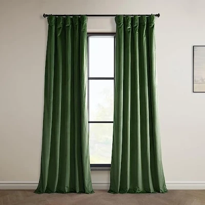 Immagine di HPD Half Price Drapes Heritage Tende in velluto felpato, lunghe 248 cm, oscuranti, per camera da letto e soggiorno, 127 x 238 cm (larghezza lunghezza), 1 pannello, verde eden