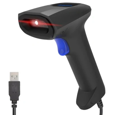 Immagine di Atlantis A08 LD190 2D Lettore Codici a Barre Barcode reader scanner 1D e Ottico (640x480), 60fps, legge da smartphone display, codice farmaceutico, collegamento USB, guida rapida.