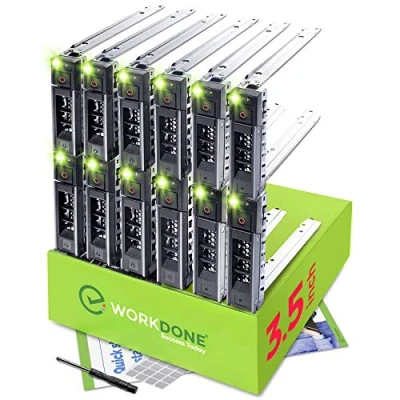 Immagine di WORKDONE Confez. 12 Caddy Disco Rigido 3,5&quot; Compatibile con Server Dell PowerEdge di 14 15a Generazione Selezionati Manuale Installazione Etichette Adesive Cacciavite Viti Robuste
