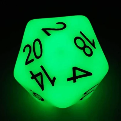 Immagine di Bescon Jumbo Glowing D20 38MM, Big Size 20 Lati Dice Jade Glow In Dark, Faces Cube 3,8 cm