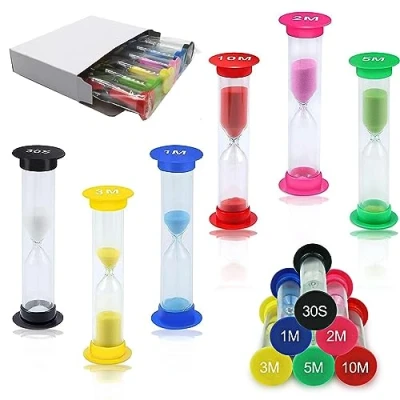 Immagine di Set di timer a clessidra, orologio da cucina clessidra colorata, gestione del tempo, 30 secondi 1 minuto 2 minuti 3 5 10 (6 pezzi)