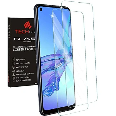 Immagine di TECHGEAR [2 Pezzi] Vetro Temperato per Oppo A53 / A32 Pellicola Protecttiva in Salvaschermo [Bordo 2.5D] [Durezza 9H] [Resistente ai Graffi] [Ultra Chiaro][Senza Bolle]