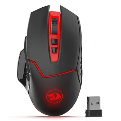 Immagine di Redragon M690 1 Mouse da gioco wireless con spostamento DPI, 2 pulsanti laterali, 2400 design ergonomico, 8 pulsanti, nero
